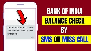 How To Check Bank Of India Balance Through SMSMiss Call  Bank of India Balance Check Online 2019 [upl. by Ynatterb697]