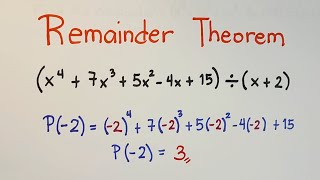 The Remainder Theorem  How to Find the Remainder when Dividing Polynomials [upl. by Eiveneg]