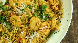 Prawns Pulao Recipe  How To Make Prawn Pulao  Shrimp Pulao  Jhinga Pulao  Recipe by Varun [upl. by Nilkoorb953]