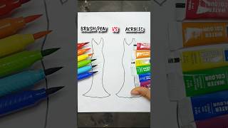 Brush pen VS acrylic paint rainbow dress paint art 🌈 shorts viral art suhema art [upl. by Novyart543]