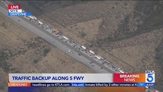 Traffic collision leads to 29mile backup along 5 Freeway near Grapevine [upl. by Etnomal]