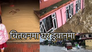 Very big Flood in Chitwan Narayanghat Devghat Buddha stupa  Badi pahiro Today news  flooding home [upl. by Myrilla118]