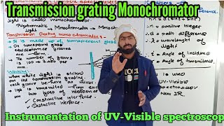 Instrumentation of UVVisible spectroscopy  Monochromator Transmission grating [upl. by Hamil579]