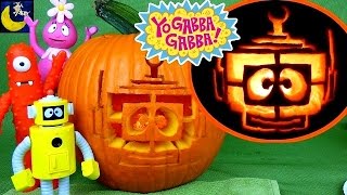 Yo Gabba Gabba Halloween SLIME Pumpkin Carving Kit Video for Kids Muno Plex Brobee Toodee Foofa Toys [upl. by Baruch]