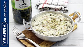 Espinacas a la crema con champiñones  Recetas con verduras Ybarra [upl. by Yelnats575]