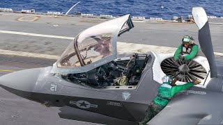 Behind F35B Monstrously Powerful Vertical Fan Operations on US Navy Carrier [upl. by Gruver]