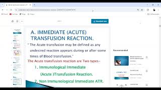 Acute Blood transfusion Reactions  Blood Banking  Transfusion Reactions complications  Lec 1 [upl. by Nus20]