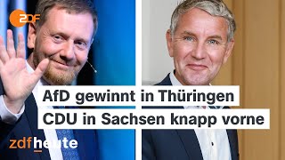 Landtagswahlen AfD gewinnt in Thüringen  Sachsen knappes Rennen zwischen CDU und AfD [upl. by Akemyt]