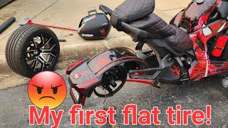 CanAm Ryker How to change the rear tire First Ryker flat tire [upl. by Notlimah954]