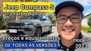 JEEP COMPASS S T270 2023 o que mudou Preços e conteúdos de todas as versões e preços [upl. by Ellennaj318]