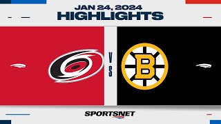 NHL Highlights  Hurricanes vs Bruins  January 24 2024 [upl. by Fulks]