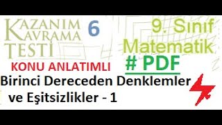 Birinci Dereceden Denklemler ve Eşitsizlikler 1  9 Sınıf Kazanım Testi 6  ALES  KPSS [upl. by Alleras]