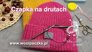 Łatwa czapka na drutach Jak zrobić czapkę na drutach ściegiem ściągaczowym [upl. by Phares]