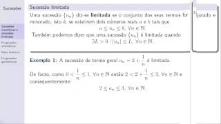 Matemática 11  Sucessões  Aula 3 Sucessões limitadas [upl. by Aiak]