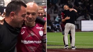 Xavi and Iniesta REUNITE during Vissel Kobe vs Barcelona 02 [upl. by Chaunce]