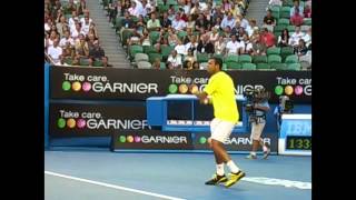 JoWilfried Tsonga tsonga Warm upforehand backhand volley serve Australian Open 2009 [upl. by Yremogtnom]