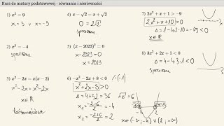 Kurs  matura 2025  równania i nierówności [upl. by Elcin]