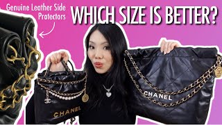 CHANEL 22 BAG UPDATE SMALL vs MINI Comparison Side Protectors amp Should you Buy it FashionablyAMY [upl. by Eceinej235]