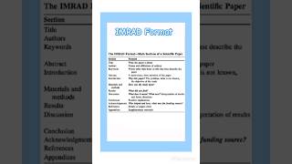 IMRAD Format [upl. by Ylahtan]