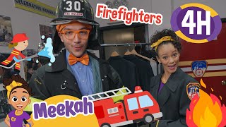 Blippi and Meekahs Fire Truck Exploration  4 HOURS OF MEEKAH  Educational Videos for Kids [upl. by Alleuqahs]