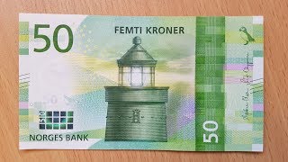 New 50 Norwegian Krone NOK Banknote 2018 [upl. by Ailla]