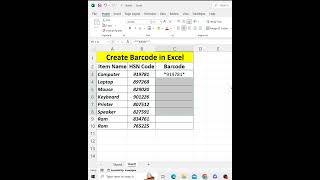 Create Barcode in Excel  barcode barcodescanners excel excelbarcode createbarcode shorts ai [upl. by Akirej]