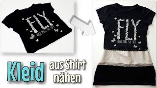 Kleid aus alten Shirt  Nähanleitung OHNE Schnittmuster  Für Anfänger  Nähtinchen [upl. by Yonit]