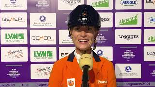 EK dressuur 2021  Interview Dinja van Liere na Grand Prix Special in Hagen [upl. by Hairabez672]