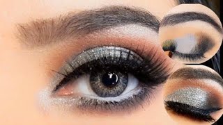 Silver Grey Bridal Eye Makeup Tutorial step by stepzubaria [upl. by Dnomyaw629]