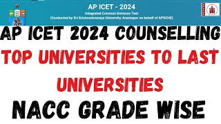 AP ICET 2024 COUNSELLING TOP UNIVERSITYS TO LAST UNIVERSITY WITH NACC GRADESTOP UNIVERSITYSGROUP [upl. by Rolph]