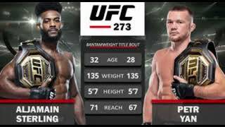 Petr Yan vs Aljamain Sterling UFC 273 Tale of the Tape [upl. by Nywrad45]