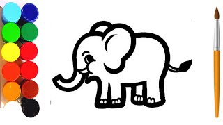 How to Draw An Elephant For Kids Step by Step and Coloring elephant cartoon animalartforkids [upl. by Rothschild955]