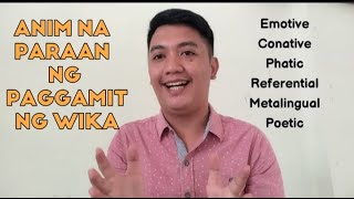 ANIM NA PARAAN NG PAGGAMIT NG WIKA ayon kay Jakobson 2003 [upl. by Lipkin]