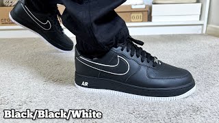 Nike Air Force 1 Blackblackwhite Reviewamp On foot [upl. by Portingale]