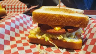 13 Pound Fried Bologna Texas Toast Sandwich Jack Rubys Saloon Dallas Texas [upl. by Solrac]