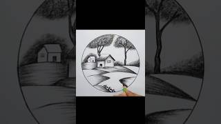 Drawing a Cottage by the River in a Circle drawing howtodraw easydrawing drawingincircle art [upl. by Greiner285]