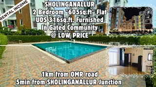 Sholinganallur 2Bedroom quot605sftquot FlatForSale UDS quot316sftquot Furnished GatedCommunity ₹389L Only [upl. by Lail943]