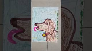 A dog drawing with waxcrayons brushpen art youtubeshorts [upl. by Knowle]