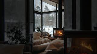 Warm Up in a Cozy Scandinavian Living Room with Fireplace and Snowy Views [upl. by Burris]