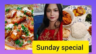 Sunday routinespecial lunchrecipe kaski fish er tok jhalsathe chingri malai curry [upl. by Brechtel]