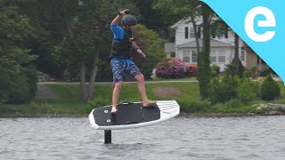 First ride Lift eFoil electric hydrofoil board on Electrek [upl. by Ysnil]