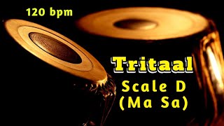 Tabla  Tritaal  120 bpm  Scale D  With Tanpura Ma Sa  HD Quality Sound  Tabla Online [upl. by Anade]