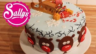 Weihnachtstorte mit RentierMotiv christmas cake Rendeer Christmas Cake  Sallys Welt [upl. by Etolas]