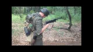 HD WWII German Soldier Firing MP40 Full Auto Shoot  WWII Reenactor Living History [upl. by Burrton624]