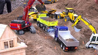 RC Construction Site lots of Trucks Excavators Dump Trucks Part 12 ModellHobbySpiel Leipzig 2023 [upl. by Iznik130]