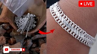 This is the process of making a silver bracelet🔥🔨🔨 silver gold viral video jewellry jewellry [upl. by Drarehs]