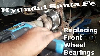 Hyundai Santa Fe  Replace Front Wheel Bearings [upl. by Nenerb]