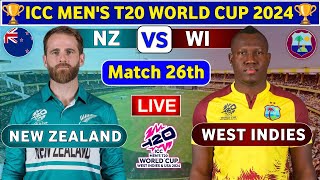 West Indies vs New Zealand 26th Match  WI vs NZ 26th T20 Live Score amp Commentary World Cup 2024 [upl. by Gimpel]