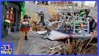 Raptor escaped Jurassic World Playmobil Tyrannosaurus Rex Playsets toy for kids JJtoy TV [upl. by Honan418]