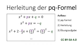 Herleitung der pqFormel  Quadratische Funktionen by Quatematik [upl. by Purpura284]